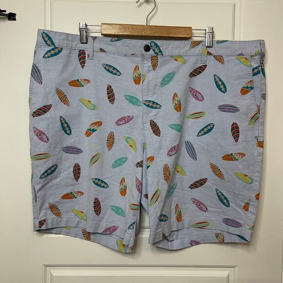Dockers Chino Shorts Men's Size 44 All Over Surfboard Print Chambray 100% Cotton - Picture 2 of 11